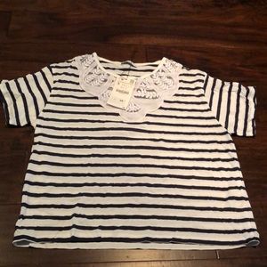 Zara nwt stripes and lace top